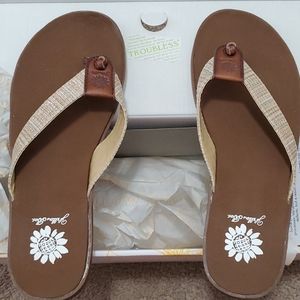 Yellow Box Flip Flop sandals, NEW